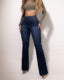 Jean extensible à taille haute avec ceinture élastique et boutons - Molinse
