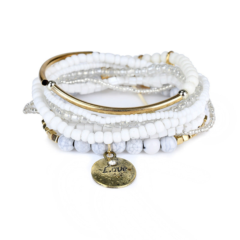 Bohemian Ocean Style Multi-layer Love Beaded Bracelet - Molinse
