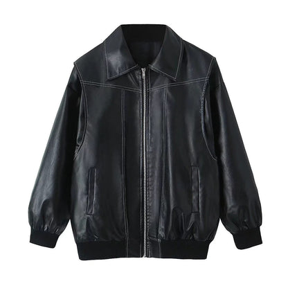 Veste en cuir  à manches longues . - Molinse
