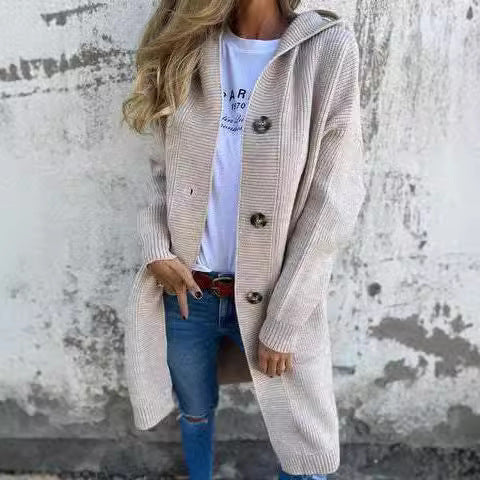 Cardigan long décontracté avec chapeau - Molinse