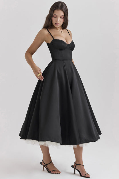 Laura™ | Robe Midi Satinée avec Décolleté en Cœur - Élégance et Confort - Molinse