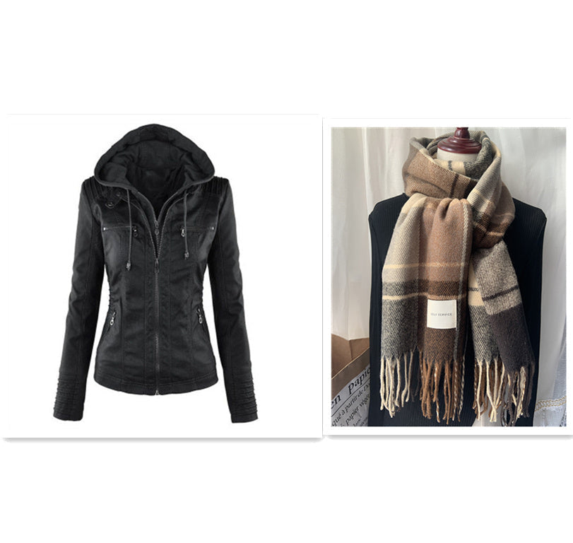 Veste en cuir  avec capuche - Molinse
