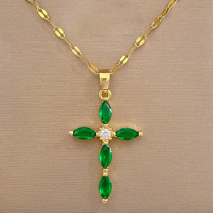 Collier Croix Tempérament Serti de Pierres - Molinse