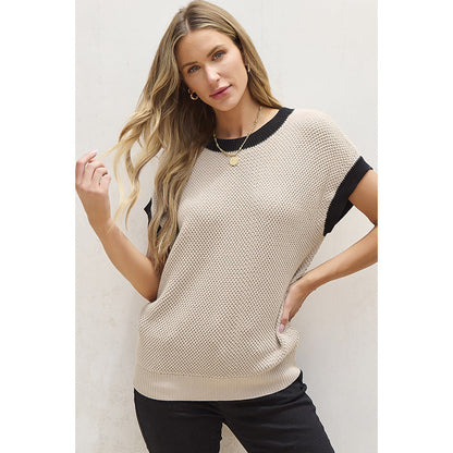 Pull Contrasté à Col Rond Style Décontracté - Molinse