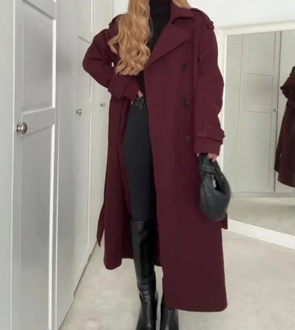 Manteau Long en Laine à Double Boutonnage - Molinse