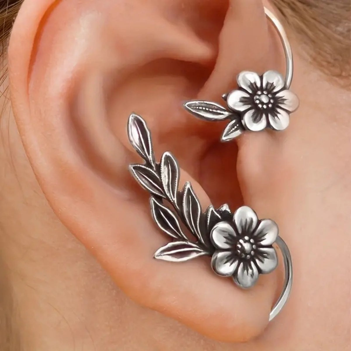 Boucles d'oreilles florales asymétriques vintage - Molinse