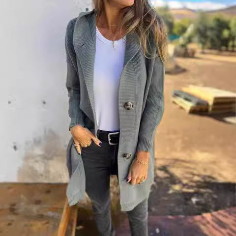 Cardigan long décontracté avec chapeau - Molinse