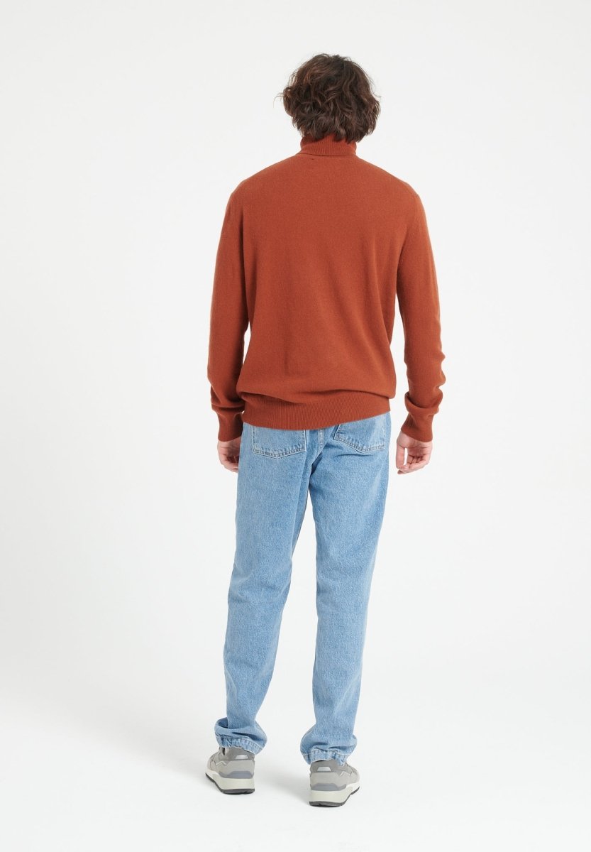 Pull col roulé cachemire terracotta homme - LUKE 3-4